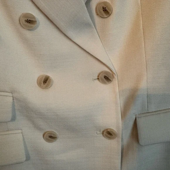 H&M Cream Blazer Textured Suit Jacket - Picture 2 of 5